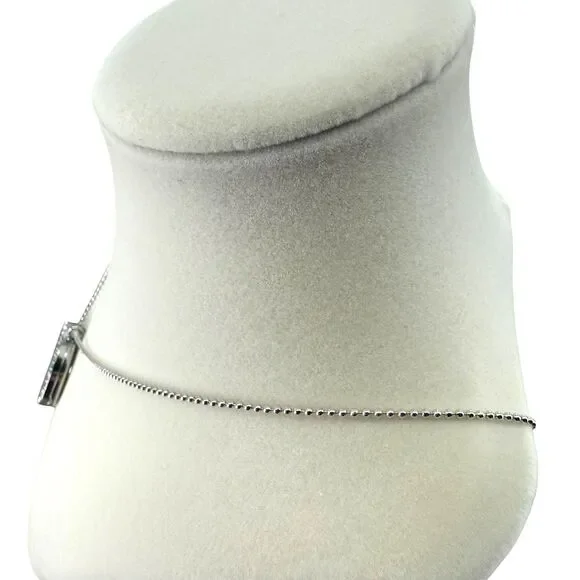 Origami Owl Crystal Locket Necklace Silver 30” Long "B" Charm Inscription READ - Picture 9 of 15